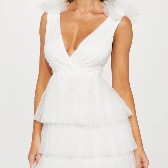 Fashion Nova Celine Tulle Mini Dress White XS - Picture 1 of 4